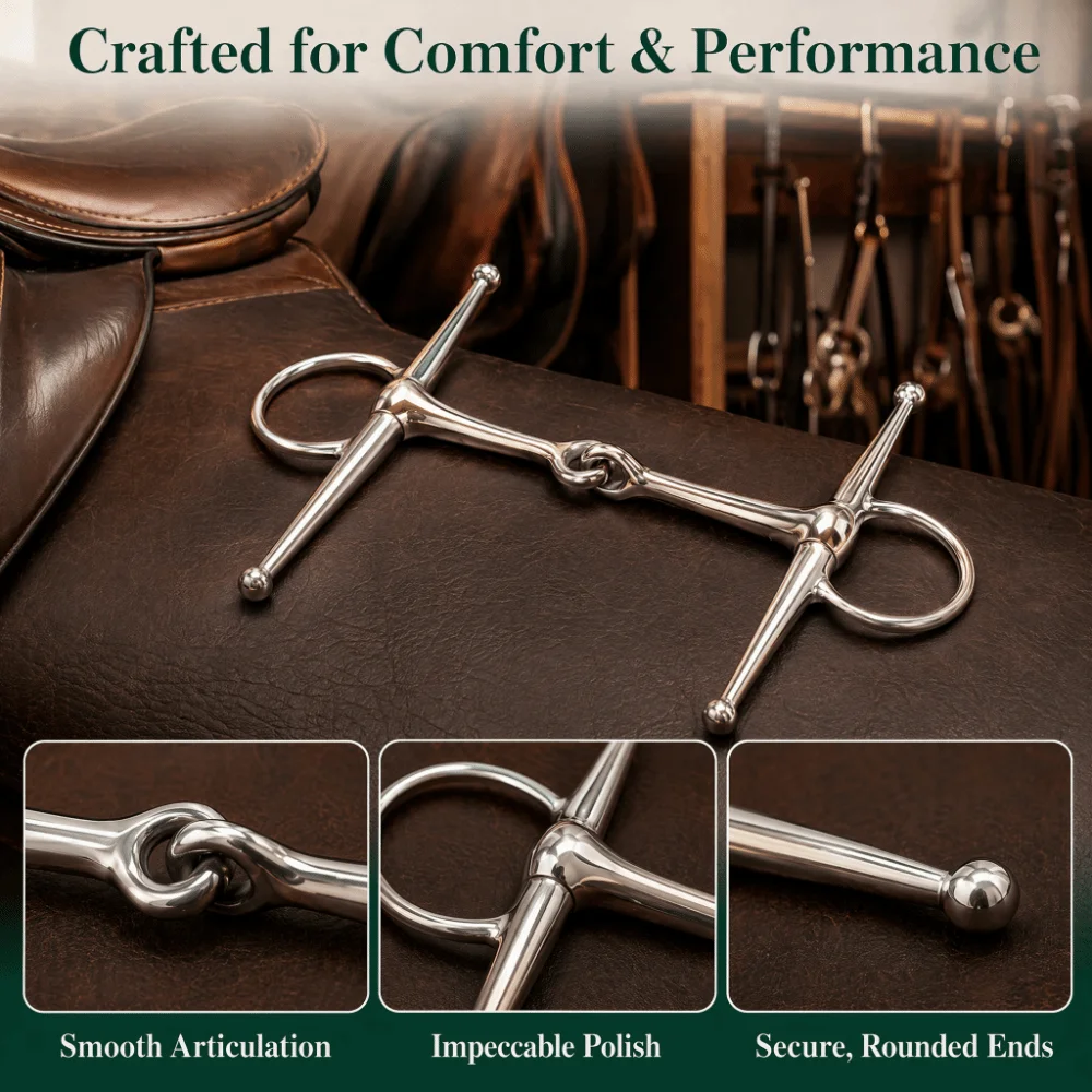 Practical Stainless Steel Horse Snaffle Bit Jointed Design Durable Ring Jointed Bit Ring Style Lightweight Full Cheek Bit Horse