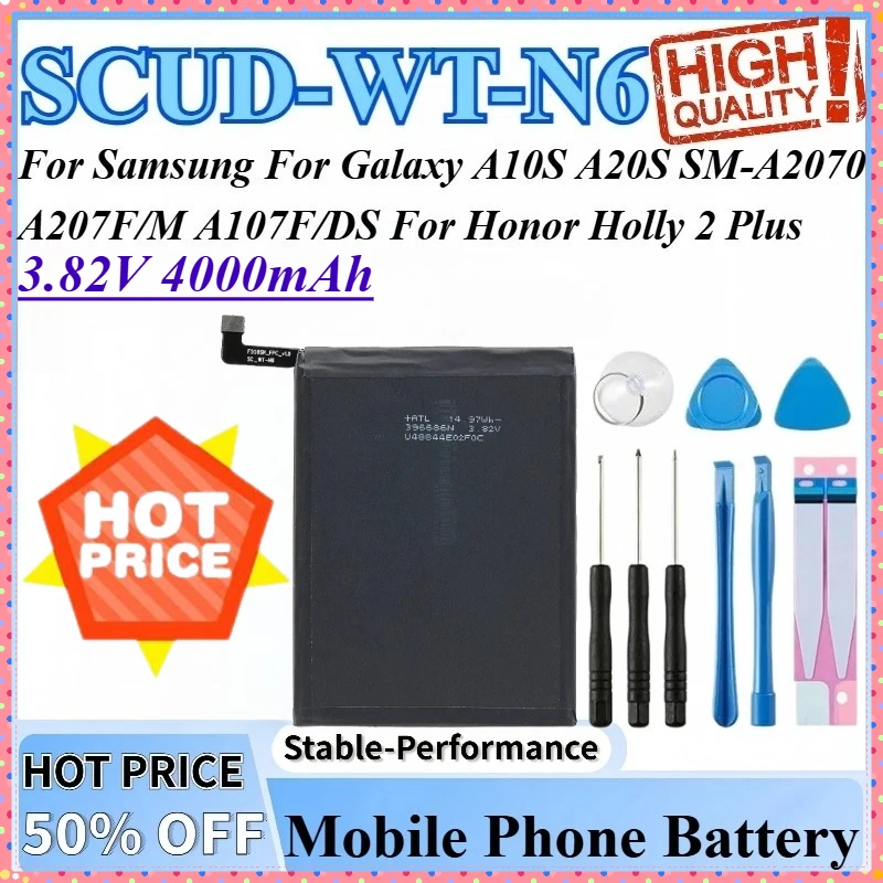

Аккумулятор для мобильного телефона SCUD-WT-N6 3,82 В, 4000 мАч для Samsung Galaxy A20S A10S A107F/DS A207F/M SM-A2070 для Honor Holly 2 Plus