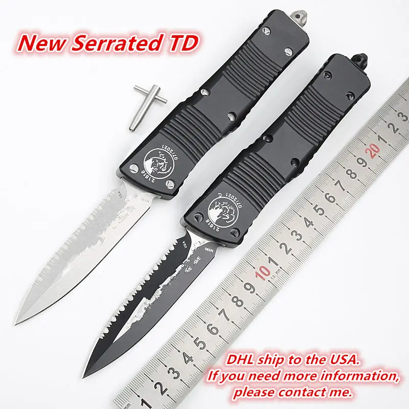 

JUFULE Serrated Combat TD Aluminium Handle Mark M390 Blade Survival EDC Camping Fruit Kitchenware Kitchen Tool Key Utility Knife