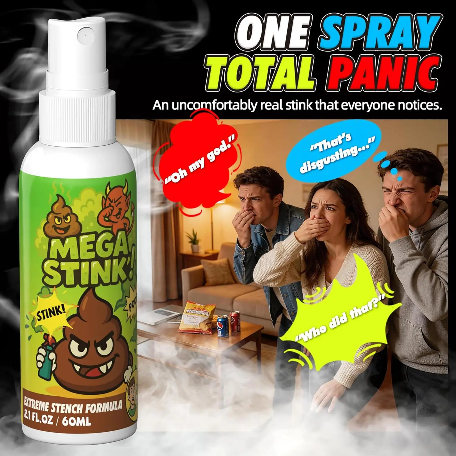 Stinkspray für Scherze, Hochwirksamer Echter Stinkspray, Schnelle Geruchsbeseitigung, Urkomischer Scherzartikel für Partys, Erwachsene, Büro-Kaos, Nicht Giftig – Detail 4