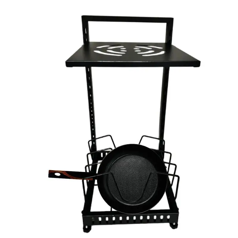 

Pan Organizer Rack Adjustable Pot Organizer Rack Multifunctional Kitchen Gadget Carbon Steel Stand For Pantry Cabinets Home