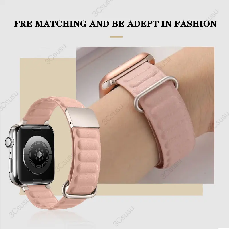 애플 워치용 실리콘 스트랩, 울트라 2 49mm, 9 8 7 45mm, 41mm, 마그네틱 버클 팔찌, 아이워치 6 5 4 3 SE 44mm, 40mm, 42mm, 38 벨트, 신제품