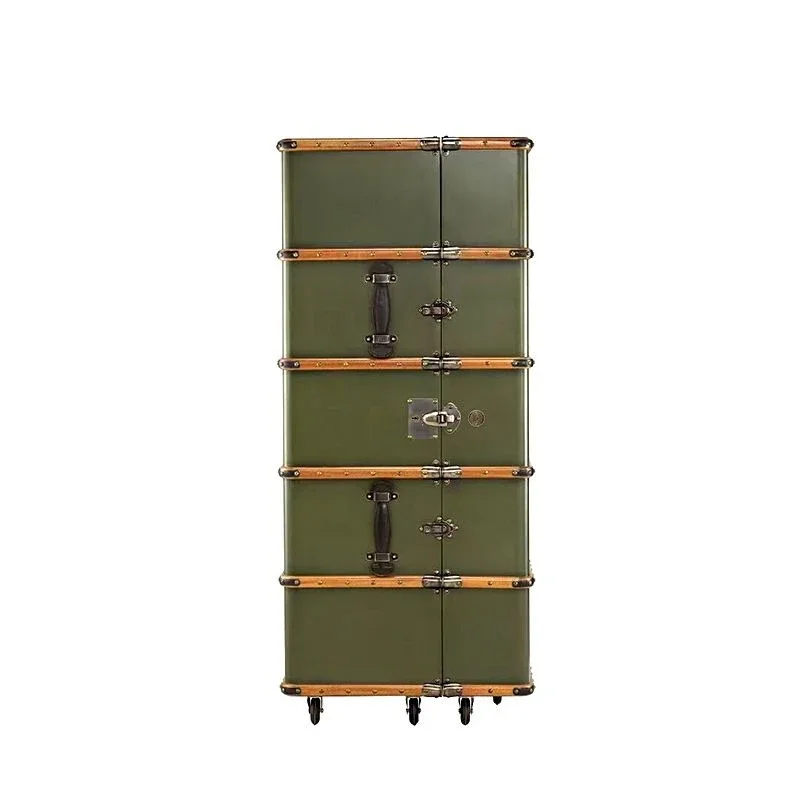 Light luxury high-end solid wood, movable wine cabinet villa, creative designer locker