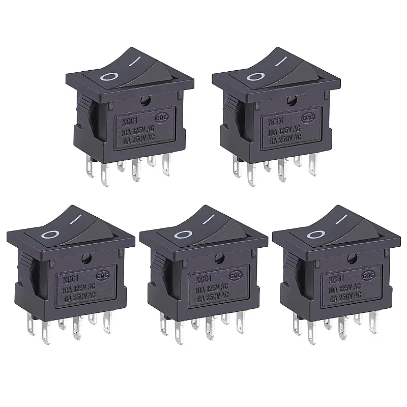 

Rocker Switch 6 Pin 6 A 250V AC 10A 125V On/Off Black Rectangle Switch Built-in Switch Embedded 6 Pins 2Position Boat Switch