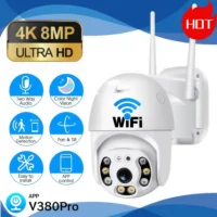 V380 pro 8MP 4K WiFi cámara de seguridad para el hogar al aire libre IP Monitor inteligente cámara de videovigilancia a todo Color visión nocturna CCTV