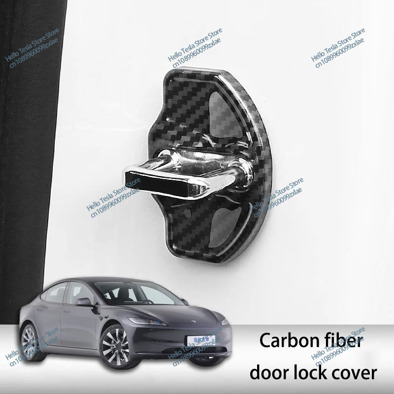 4 PCS Fashion Stainless Steel Car Covers Door Lock Protecting Cover Decoration For Tesla Model 3  Model Y S X Roadster Spacex