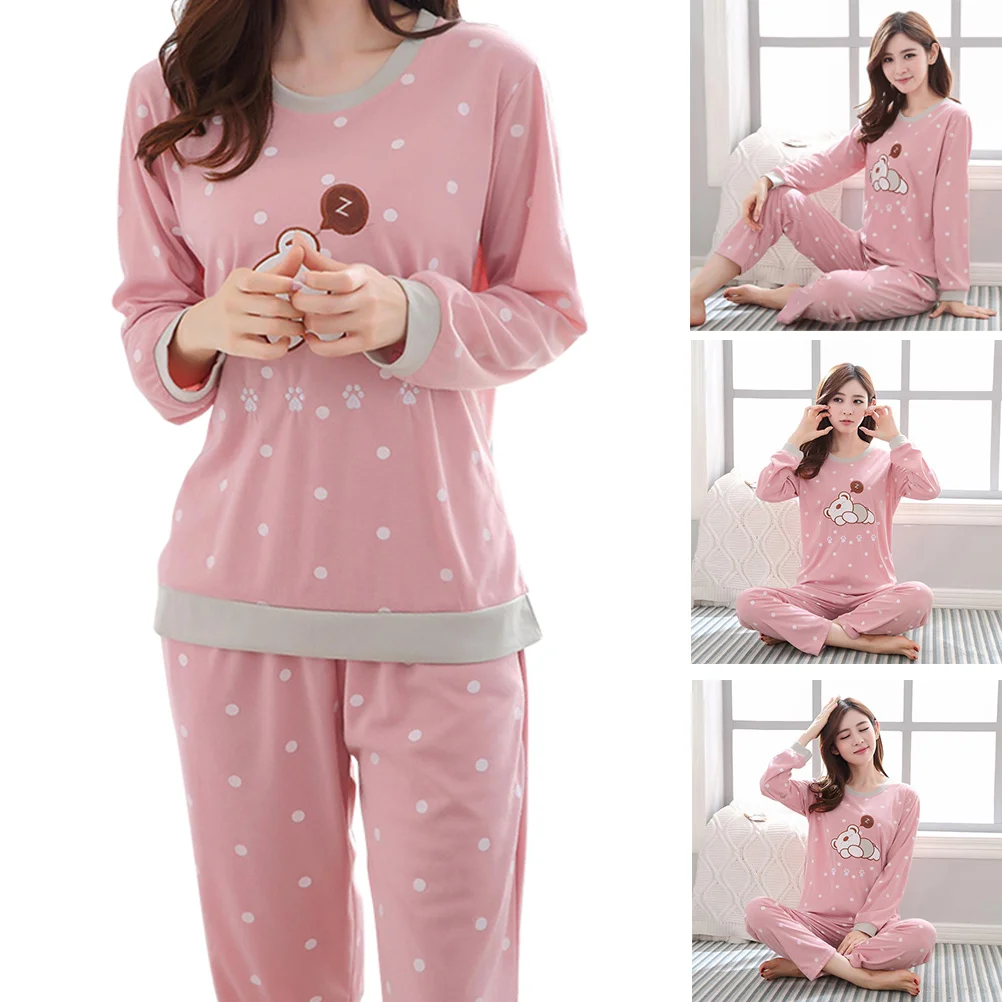 Household Sleepwear Suit Autumn Pajamas for Women Girls Women's Long Sleeve