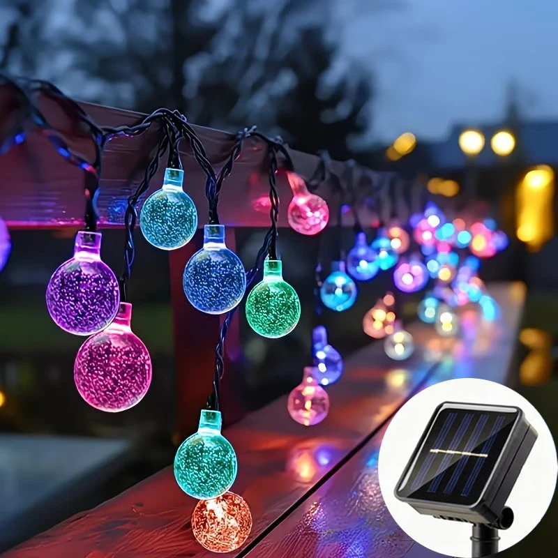 Solar Bubble Balls Lamp String Lights Outdoor Water Drops Outdoor Waterproof Christmas Lights Patio Holiday Wedding Party Decor