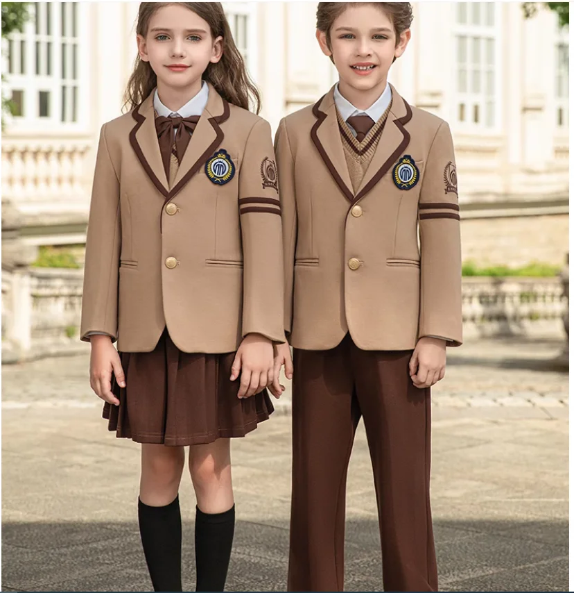 Completo per bambini in stile accademia, uniforme di classe per studenti in stile moda britannico primaverile e autunnale