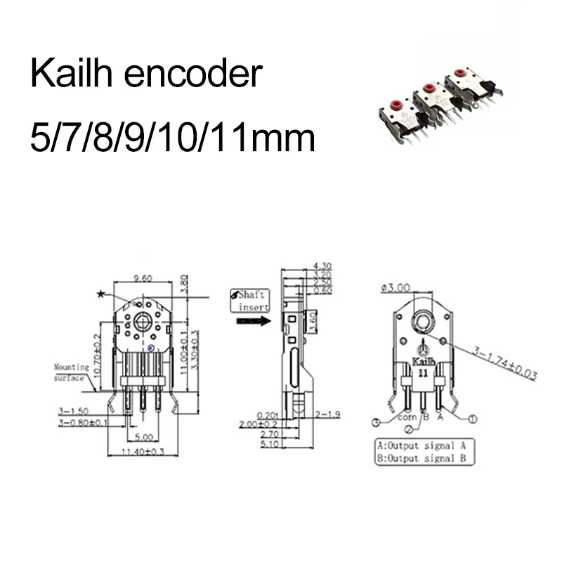 

Kailh Decoder 5/7/8/9/10/11mm Red Core Rotary Mouse Scroll Wheel Encoder 1.74mm hole for PC Mouse alps encoder