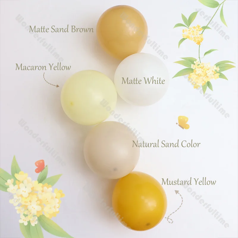 5/10/12/18inch Mustard Yellow Sand Brown Birthday Balloons Decor White Caramel Baby Shower Gender Reveal Wedding Balloon Arched