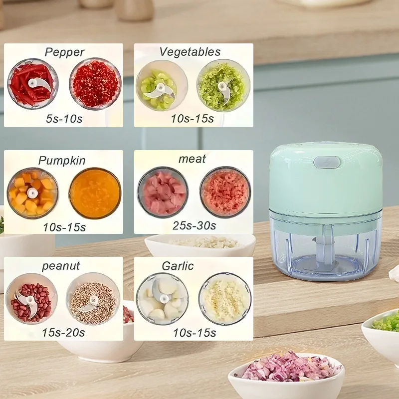 مفرمة لحم مفرمة ثوم صغيرة قابلة لإعادة الشحن سعة 250 مل، متينة وقوية، مناسبة لسحق الثوم والفلفل الحار والبصل واللحوم المفرومة والمكسرات والمزيد