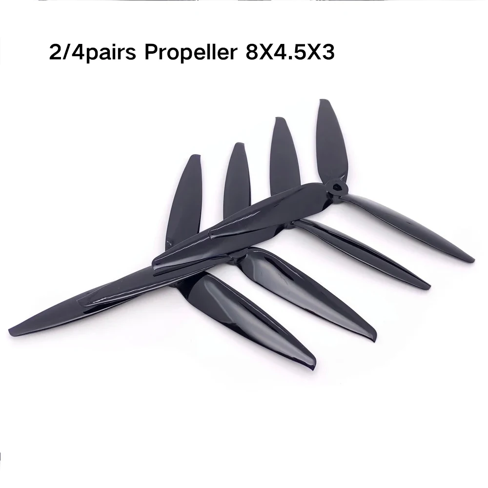 

2/4pairs Gemfan Propeller 8X4.5X3 3-Blade X-Class 8inch CW/CCW PC Props For RC FPV Propeller for FPV Drone