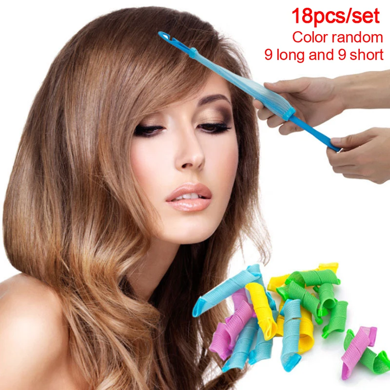 18pcs Heatless Hair Curlers Set Create Bouncy Spiral Curls Without Heat Damage Safe Easy To Use Hooks For Effortless Styling Kit