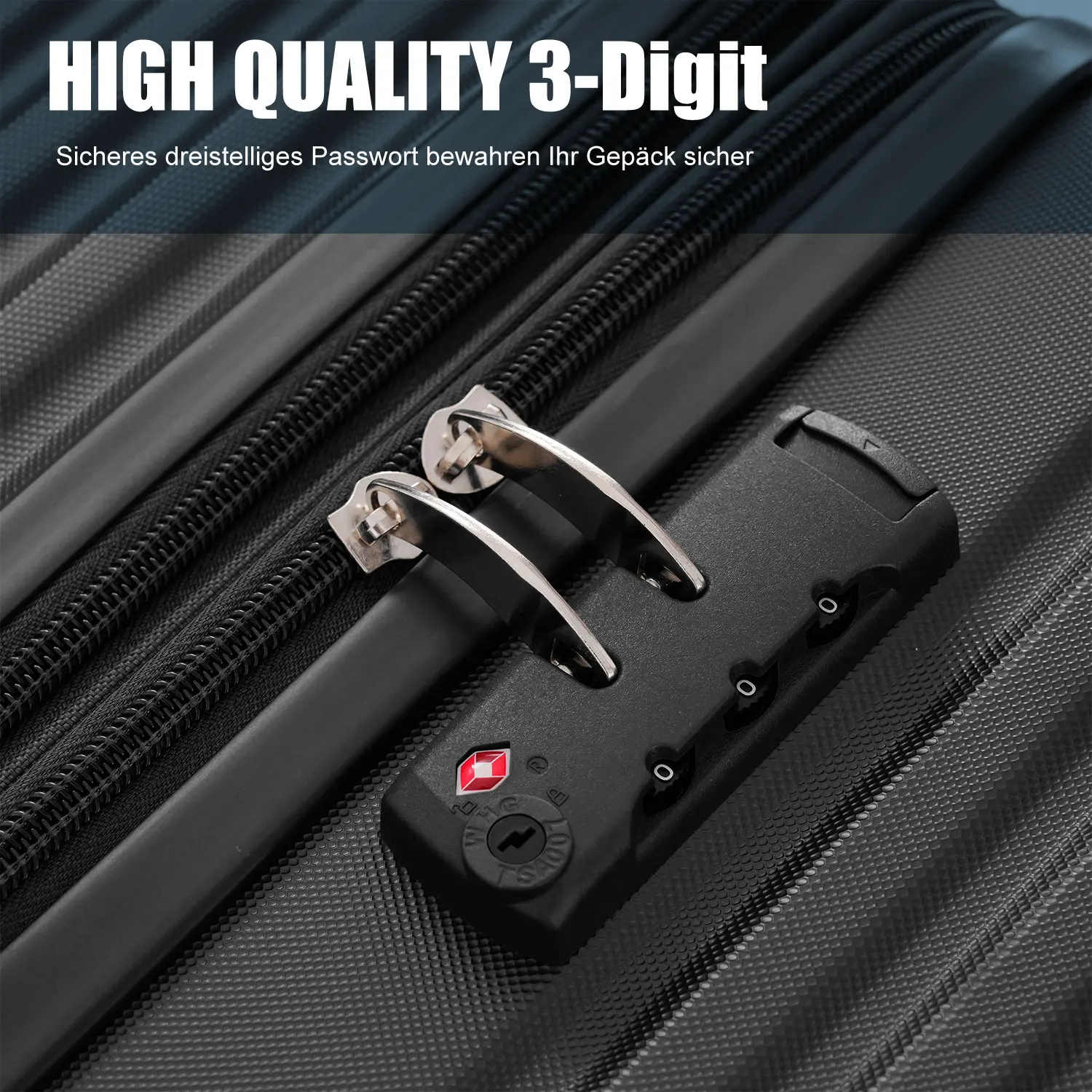 Hard-shell Suitcase suitcase hand luggage 4 Rolls ABS Material TSA Custom Lock 70*46.5*32.5 Black