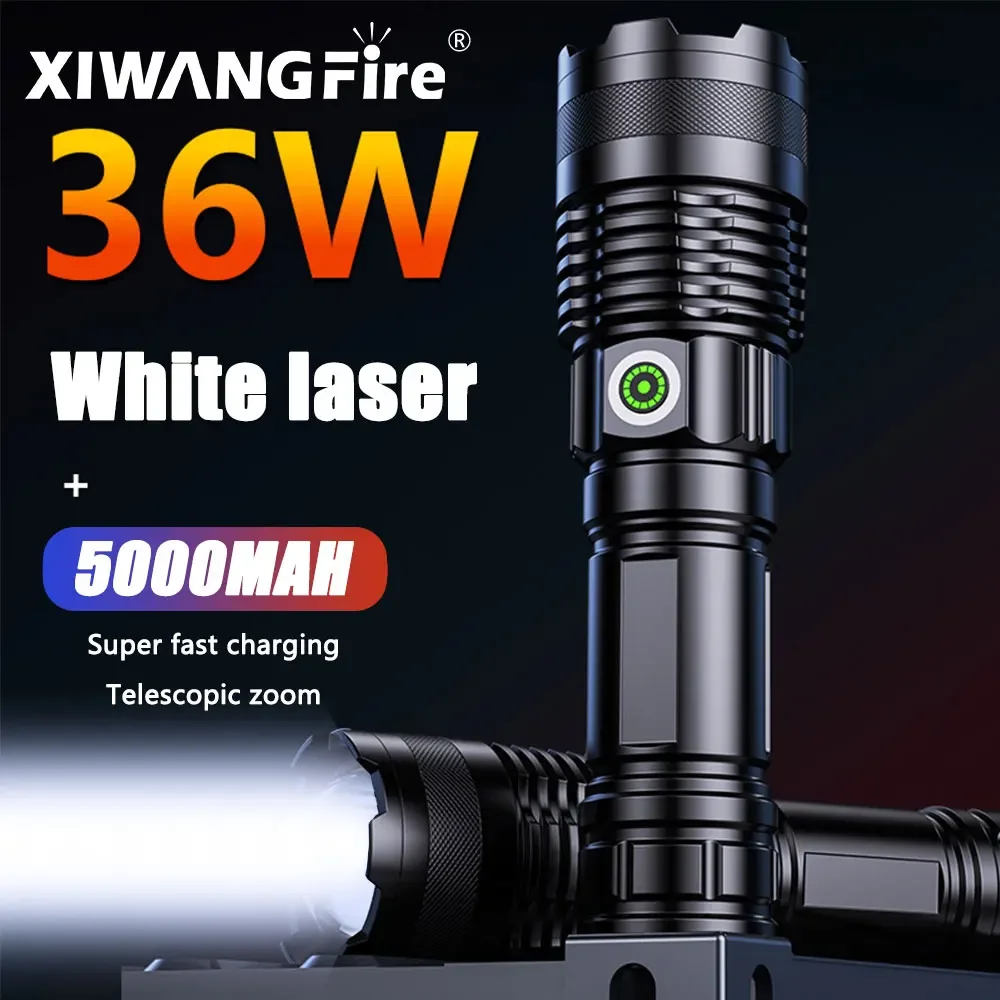 

Aluminum Alloy Long-Range Flashlight Built-in 5000 Mah Battery High Life Rechargeable Power Bank Function Waterproof Searchlight