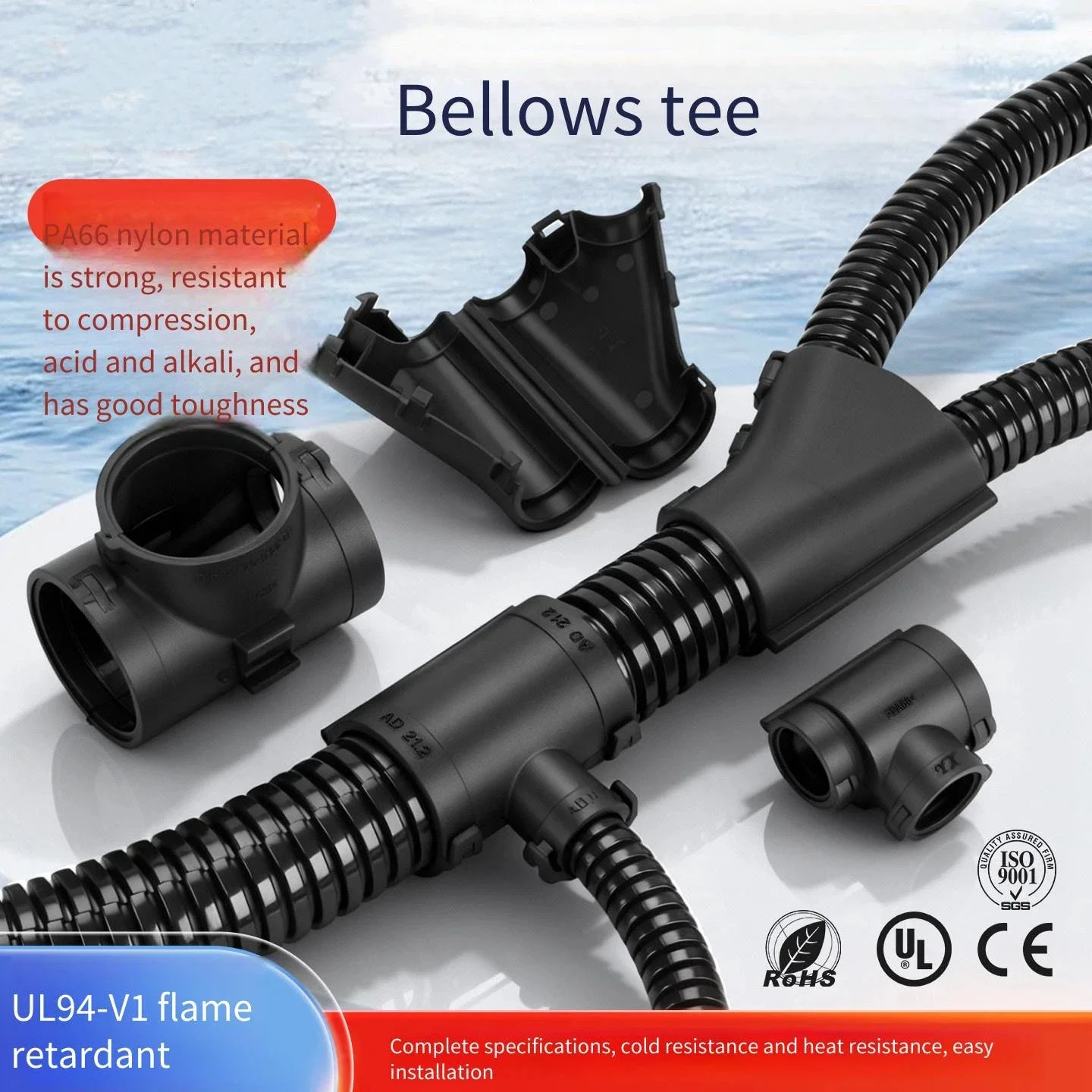 

10Pcs Flame-Retardant PA66 Corrugated Pipe Tee Joint T-Type Wire Harness Buckle Diverter Y-Type Openable Hose Buckle for Electro
