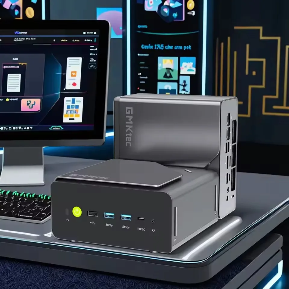 GMKtec Oculink Mini PC K12 Настольный компьютер AMD Ryzen 7 H 255 USB4 2 * DDR5 3 * PCIe 2 * 2,5G LAN RGB Игровой компьютер Windows11 WiFi6E