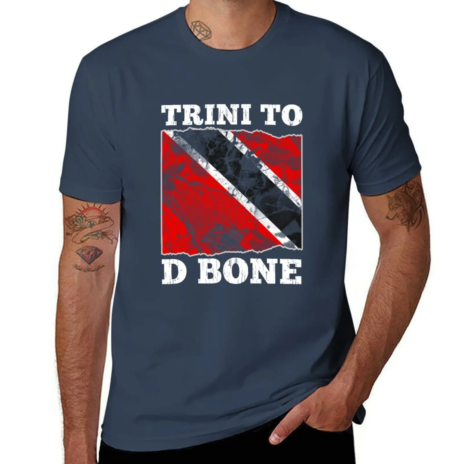 Camiseta gráfica con bandera de Trinidad y Tobago Trini To D Bone, camisetas 100% de algodón de marca de lujo para hombre, Camiseta de algodón