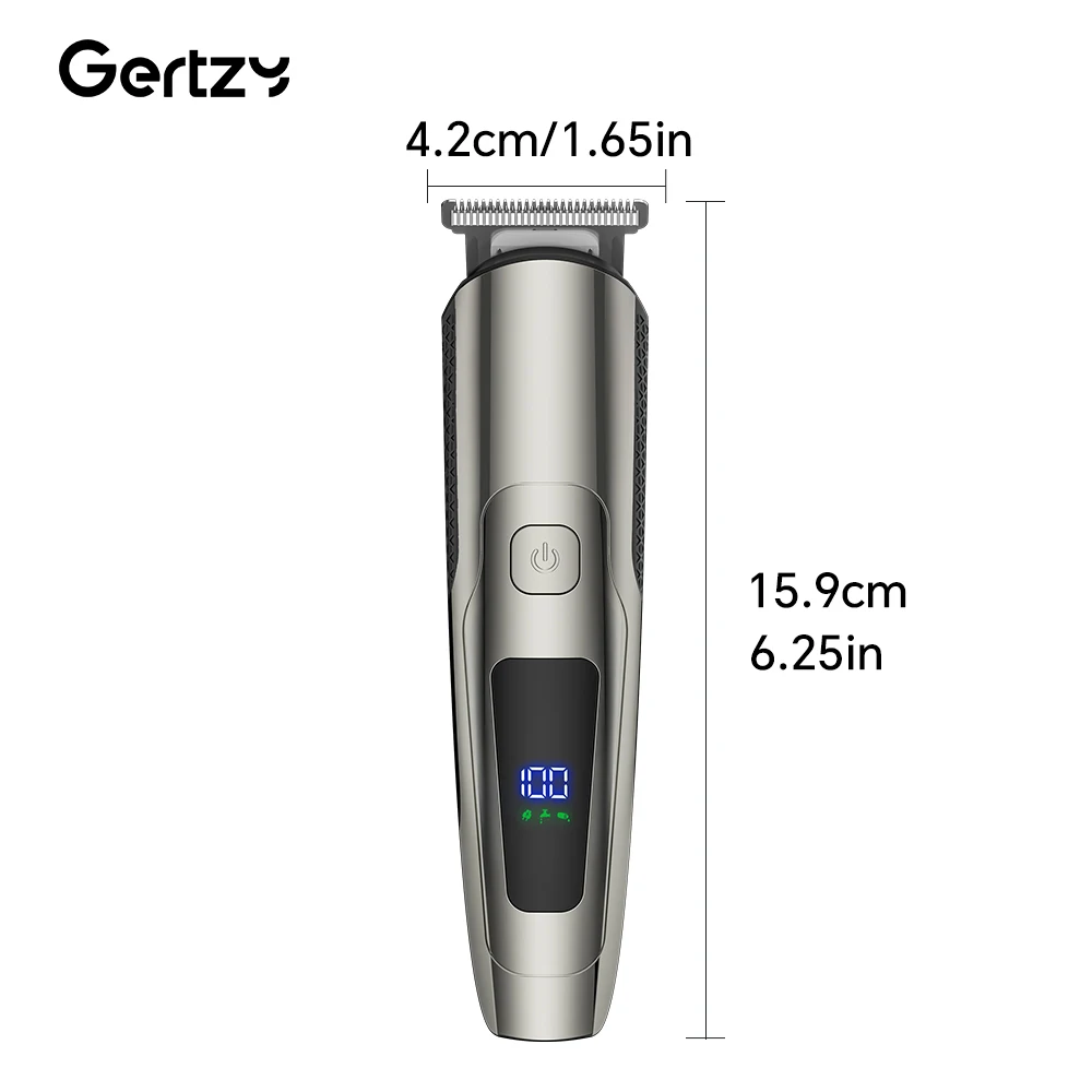 6-in-1 Adjustable Pitch Hairdresser Trimmer Set, USB Charging with LCD Monitor, Beard Body Nose Ears Face Cutting Razor