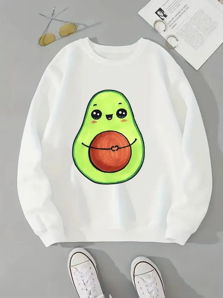 

Women Fleece Clothing Fashion Pullovers Print Avocado Funny Valentine Trend Long Sleeve Clothes Female Graphic Sweatshirts