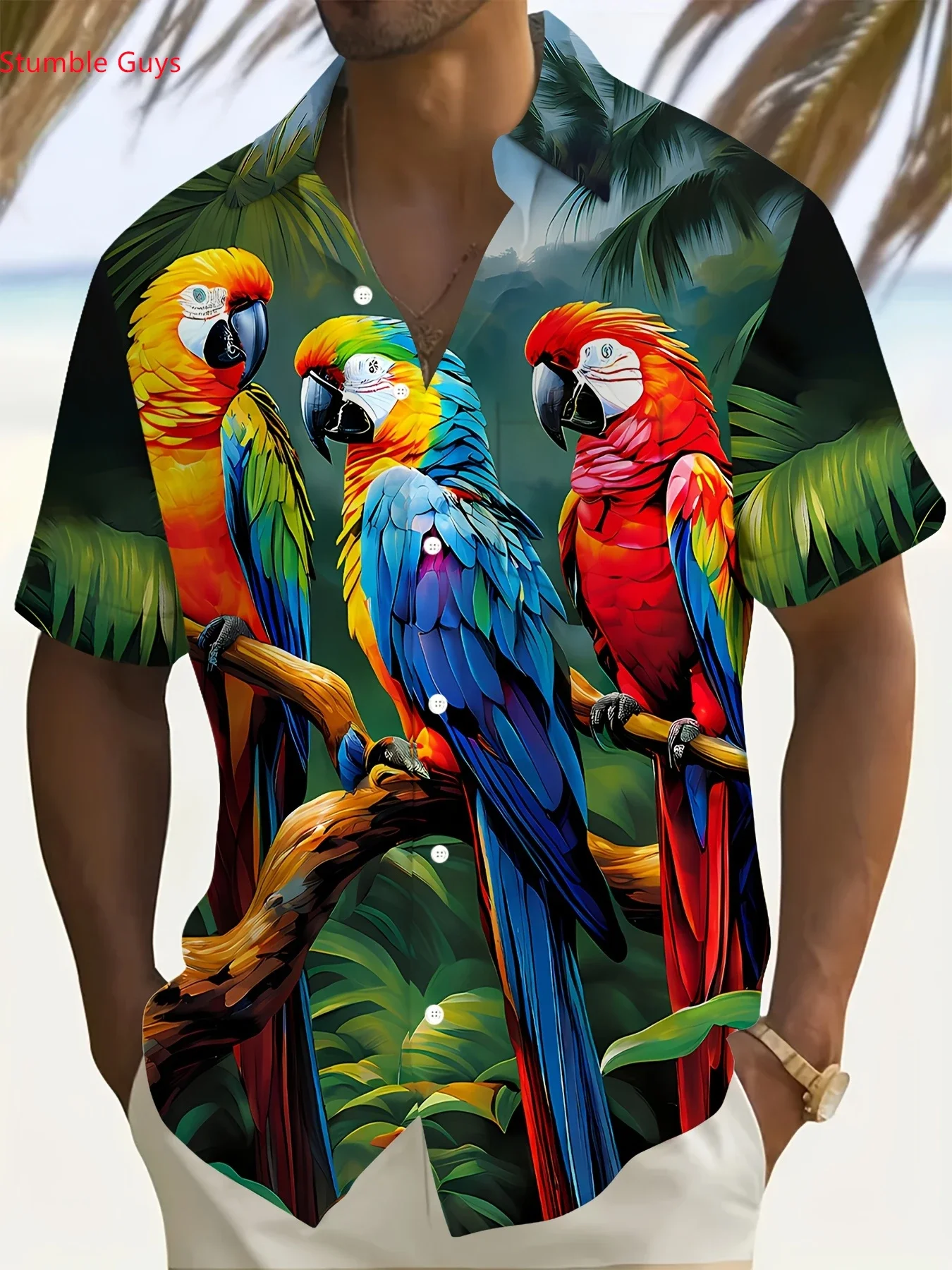 Summer Cool Print Men's Hawaiian Shirt Casual Man Short Sleeve Lightweight Breathable Fashion Tops For Beach & Holiday Events