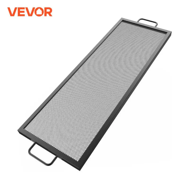 شواية حفرة مستطيل VEVOR مقاس 44 × 15 بوصة من الصلب Q235 مع مقابض متينة سهلة التنظيف لأغراض التخييم والنزهات في الهواء الطلق