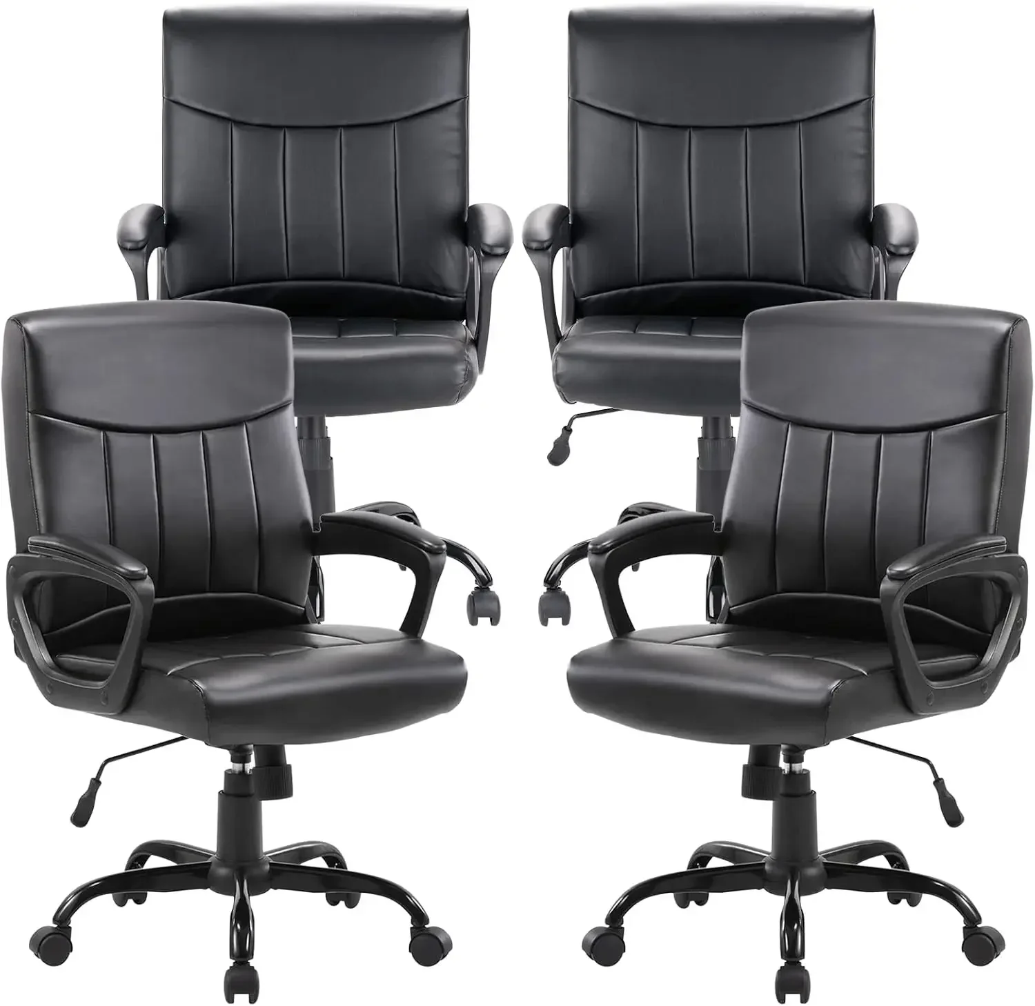 Leather Office Executive Chair with Lumbar Support and Padded Armrestes Swivel Adjustable Ergonomic Design