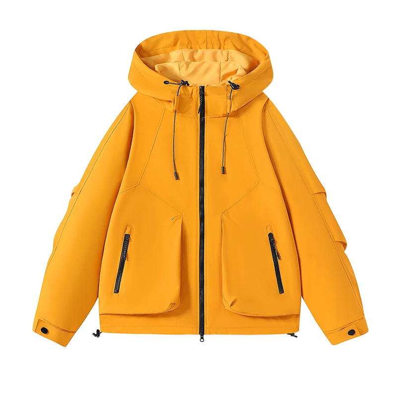

Autumn Plus Size Outdoor Sport Rain Coat Men's Casual Waterproof Windbreaker Jacket Full Zip Up Hooded Shell Outdoor Hiking Coat
