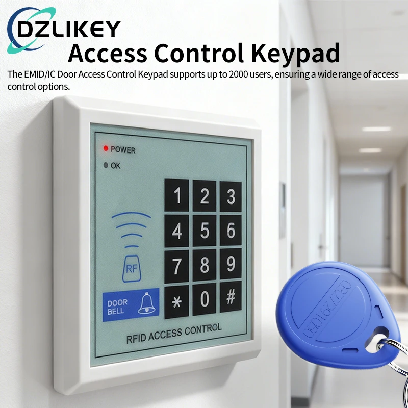 Single door Access Control Keypad,  2000 Users & Password EntryCapacity,Support External WG26 Reader, for Home Office Apartment