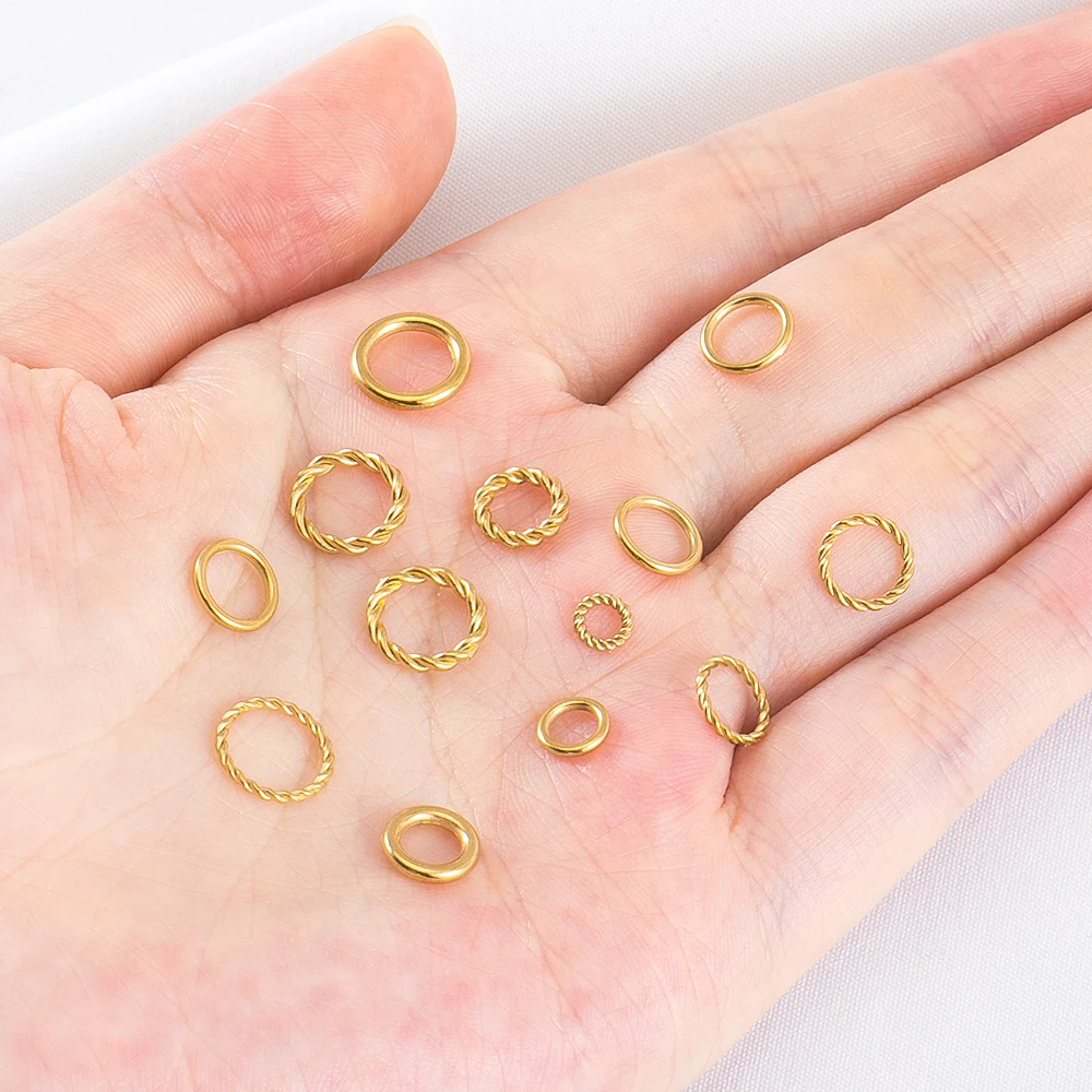 20pcs No Fade Stainless Steel Twist Rope Circle Connector Closed Jump Ring Plated 18K Gold  for DIY Jewelry Making Accessories﻿ image 5
