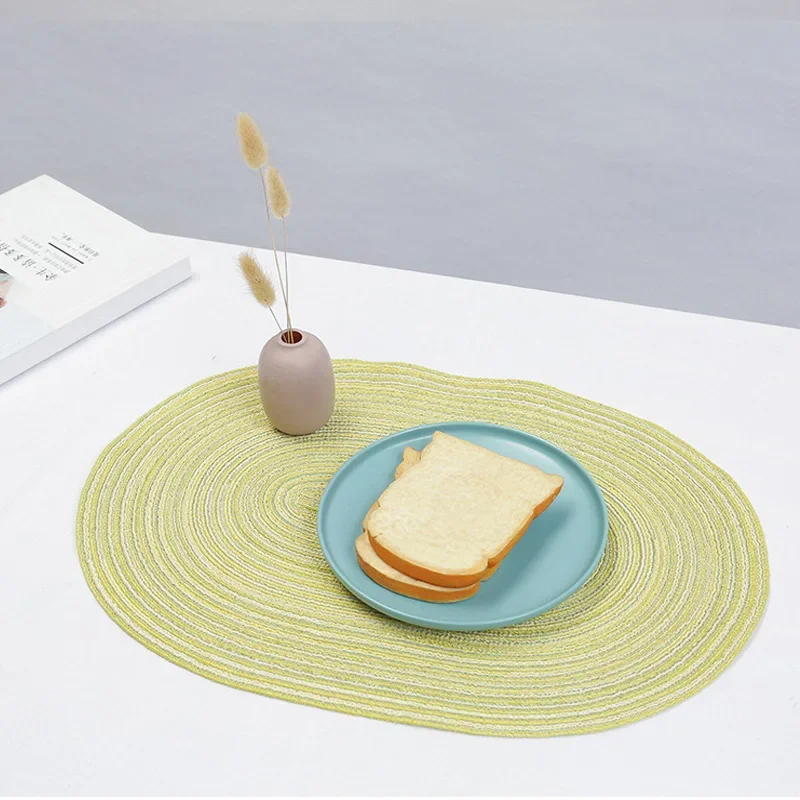 Non-slip Oval Shape Placemats Insulation Coaster Pad Home Hand-woven Decorative Table Mat Dining Plate Mat Desktop Decoration