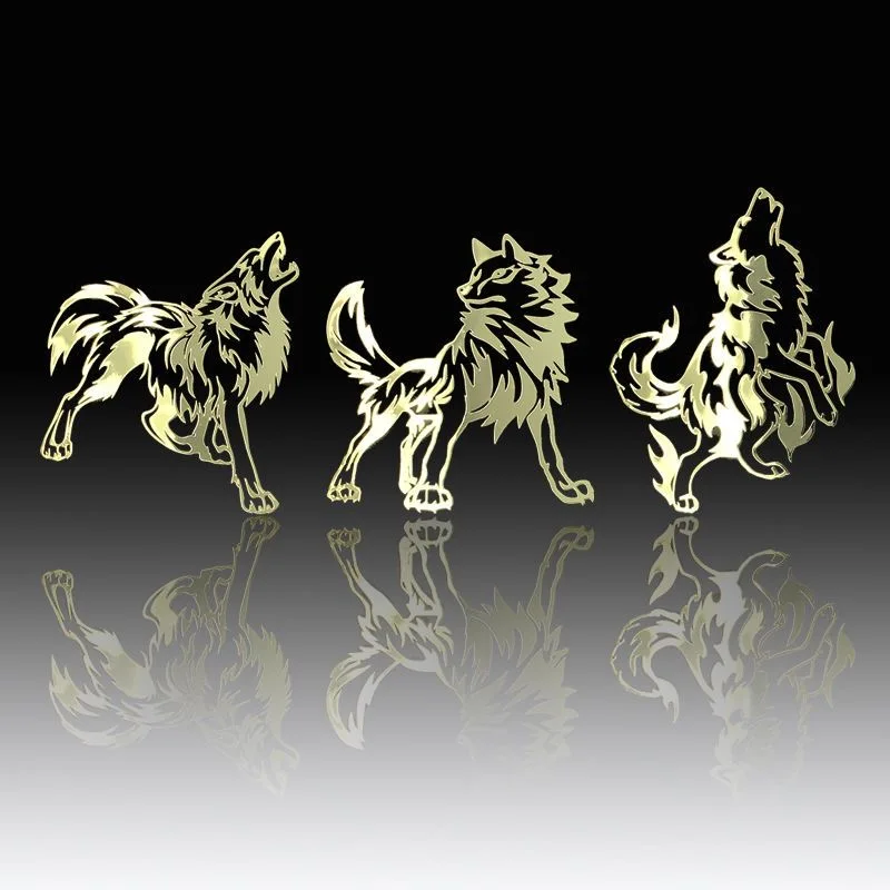 Personalized Wolf mobile phone sticker decorative metal transfer sticker mobile phone case gold and silver DIY car sticker