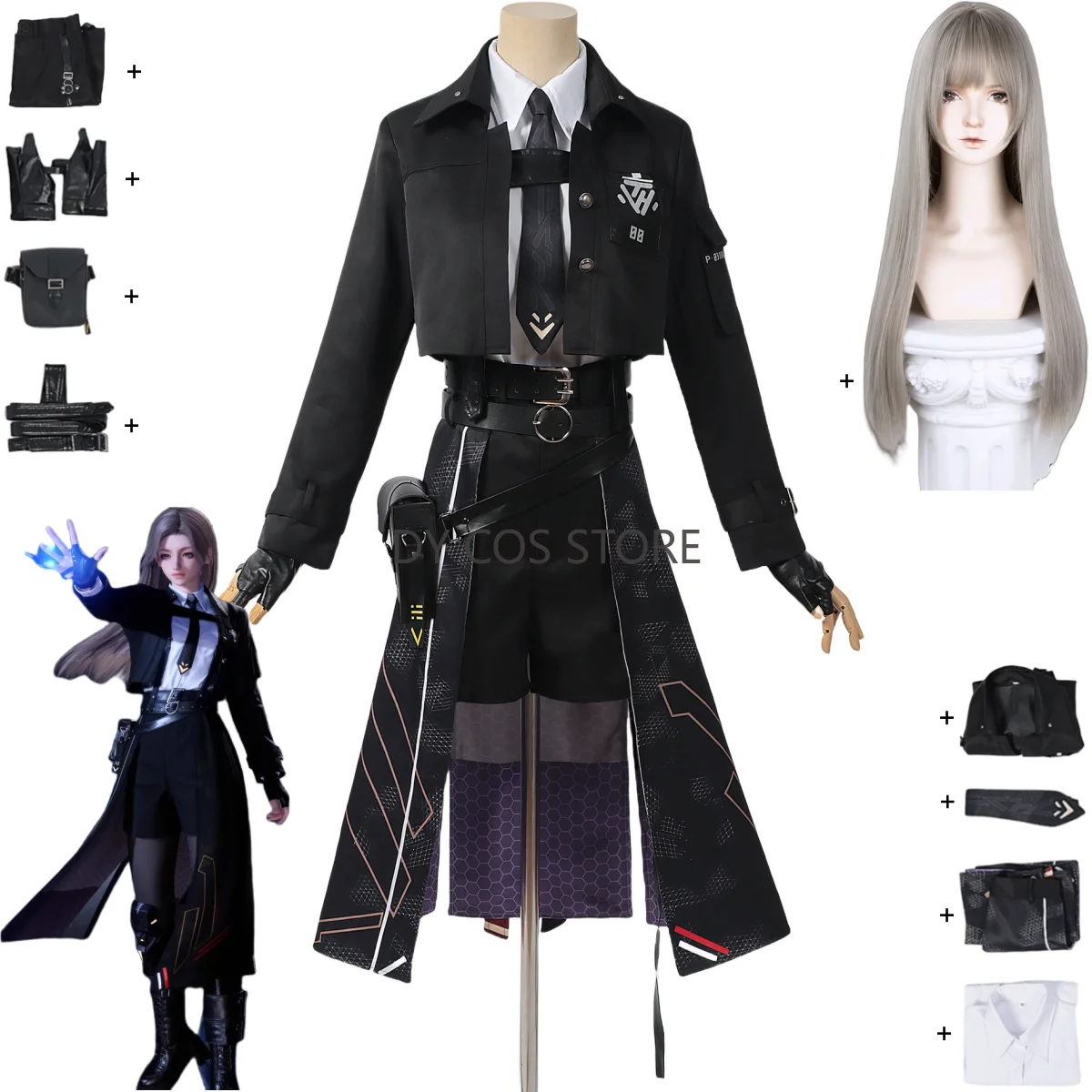 

Игра Love and Deepspace Heroine Zayne Xavier Rafaye Косплей Костюм Боевой наряд Черная униформа Пальто Парик Женский сексуальный костюм для вечеринки