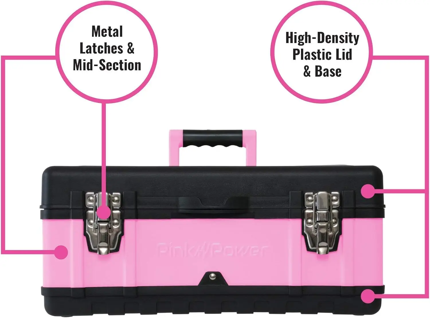 18 "โลหะขนาดเล็กและพลาสติกแบบพกพาน้ําหนักเบาสีชมพูล็อคกล่องเครื่องมือที่ว่างเปล่าหน้าอก - Craft Tote Storage Tool Case Organizer