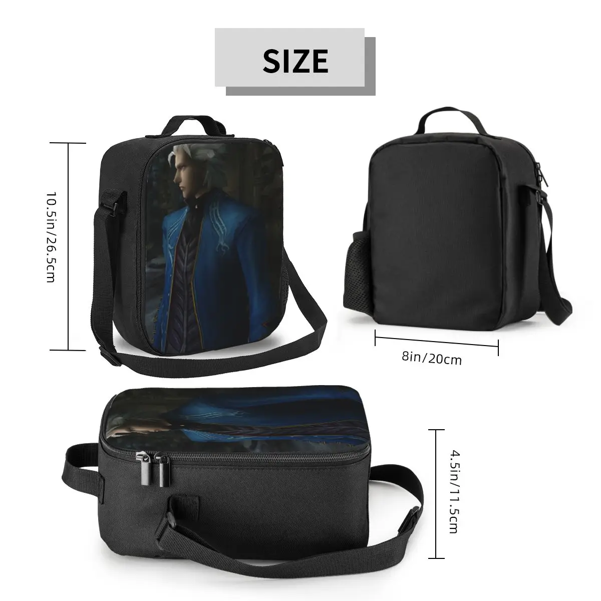 Vergil من الشيطان قد يبكي سيري معزول حقيبة الغداء النساء مكتب برودة صندوق طعام حراري حمل صناديق الغداء المحمولة الحاويات