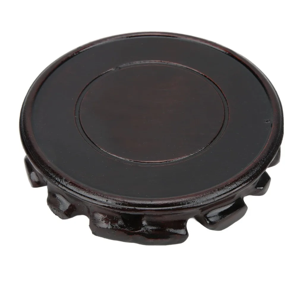 Pedestals Round Wooden Display Stand Carved Height 2.5 cm Oriental Display Stand Black Wood Wooden Pedestal Base Bonsai Display