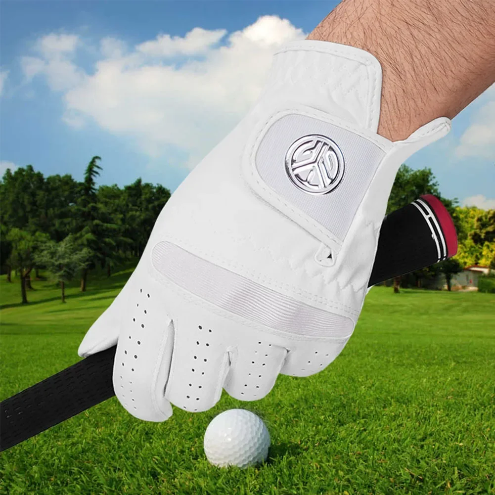 1 Pcs Men's Left Hand Golf Glove Right Hand Micro Soft Fiber Breathable Mens Golf Gloves White Color