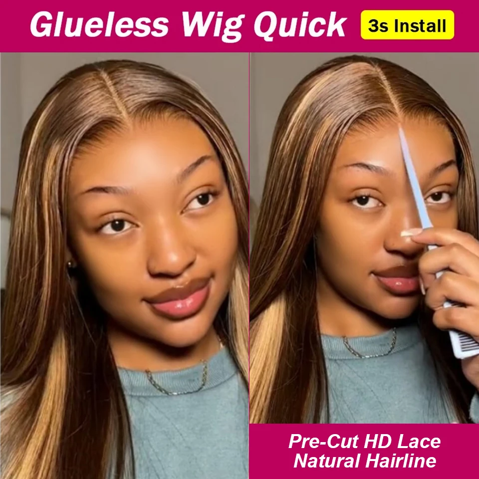 Highlight Glueless Wig Human Hair Ready To Wear And Go For Women 13x6 Hd Frontal Straight Honey Blonde Lace Front Wigs On Sale