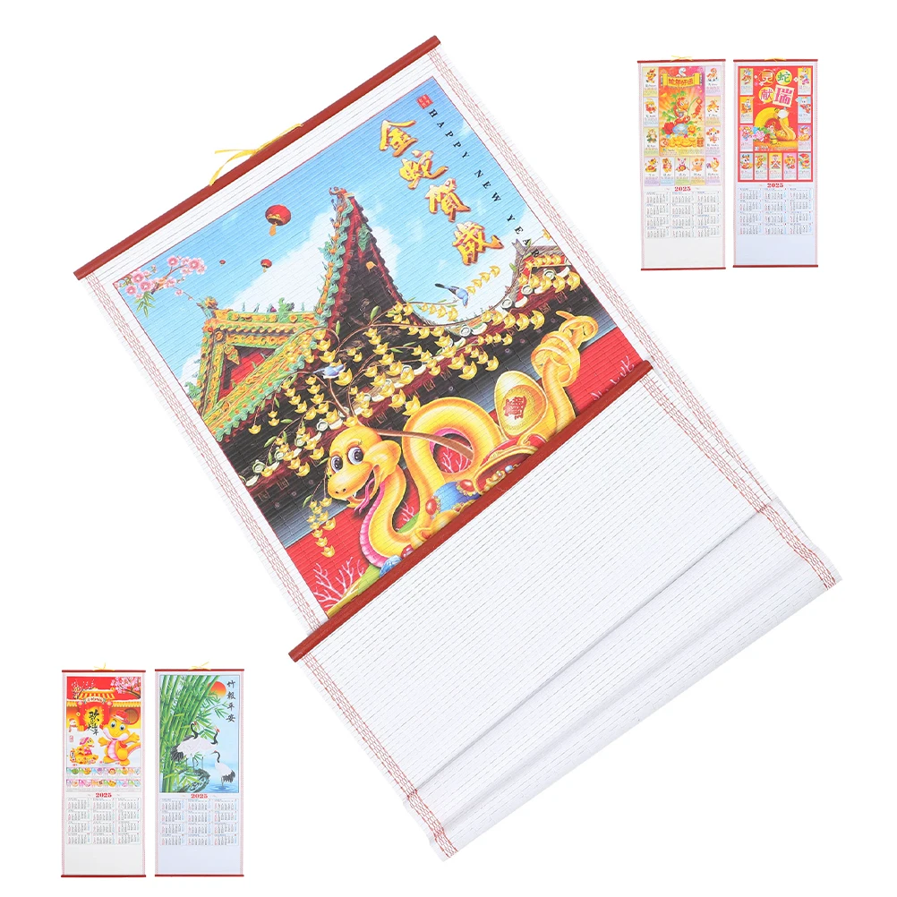 

5pcs Scroll Wall 2025 Hanging Calendar Monthly Planner Home Office Decor Lightweight Space Saving Delicate Printed English
