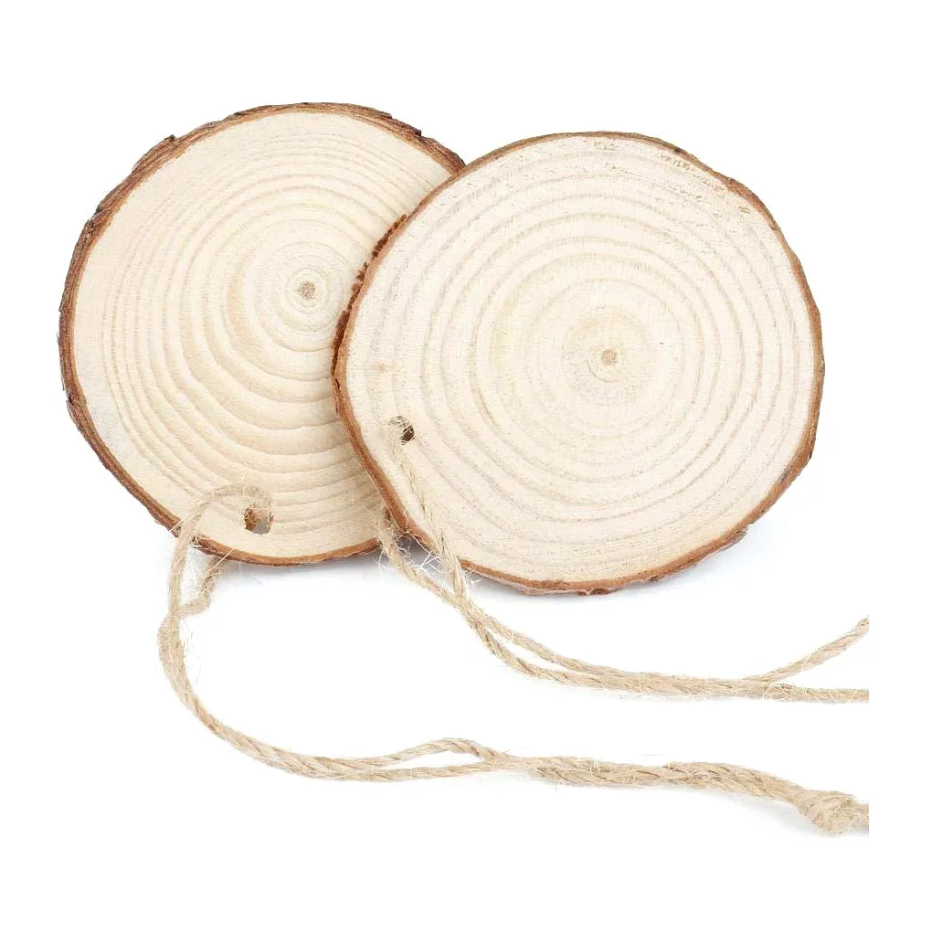 

50pcs Wood Slices Simple Hanging Decor Handicraft Unfinished Pieces
