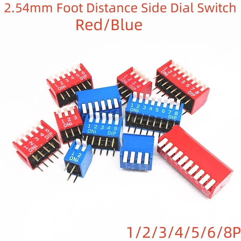 

10PCS Slide Type Switch Module 1 2 3 4 5 6 7 8 9 10 12 Bit 2.54mm Position Way DIP Red Blue Pitch Toggle Switch Red Snap Switch