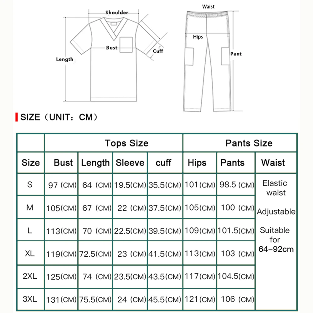 Men's Scrubs Medical Uniform Lab Set Women Clinic Workwear Hospital Doctor Overalls V-neck Fashion Scrub Phary Nurse Clothes