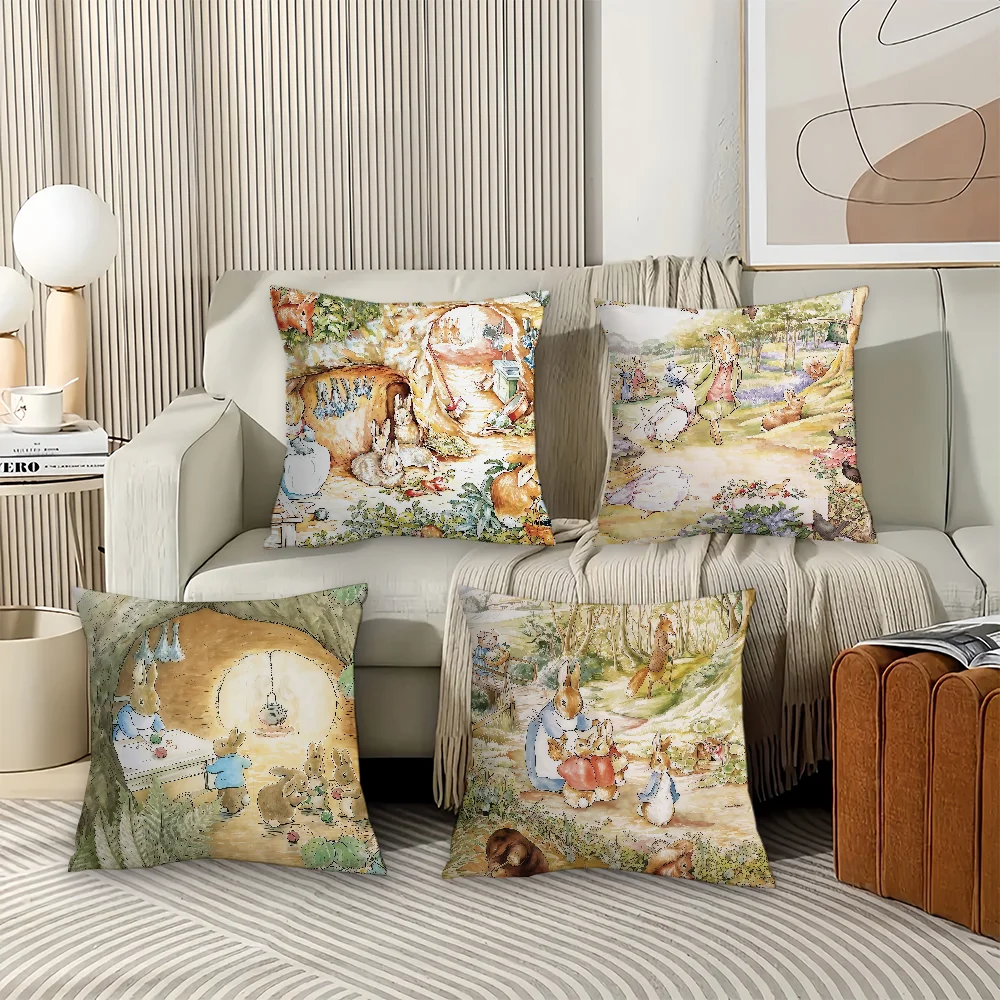 كارتون عيد الفصح P-peter R-أرنب كيس وسادة وسائد مكتب مناسبة لأريكة غرفة نوم السيارة غطاء الوسادة الزخرفية #1