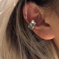 Super Shiny Pearl Zircon Ear Cuff for Women Cold Style Niche Light Luxury Versatile No Pierced Ears