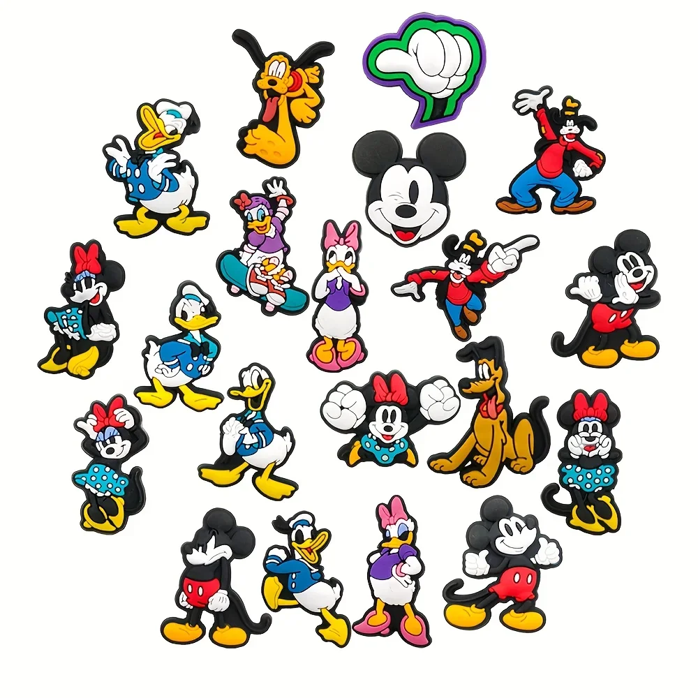 

20pcs Disney Shoes Decoration Charms for Clogs Sandals Mickey Mouse Summer Beach Shoes Accessories Charms Kids Anime Gift