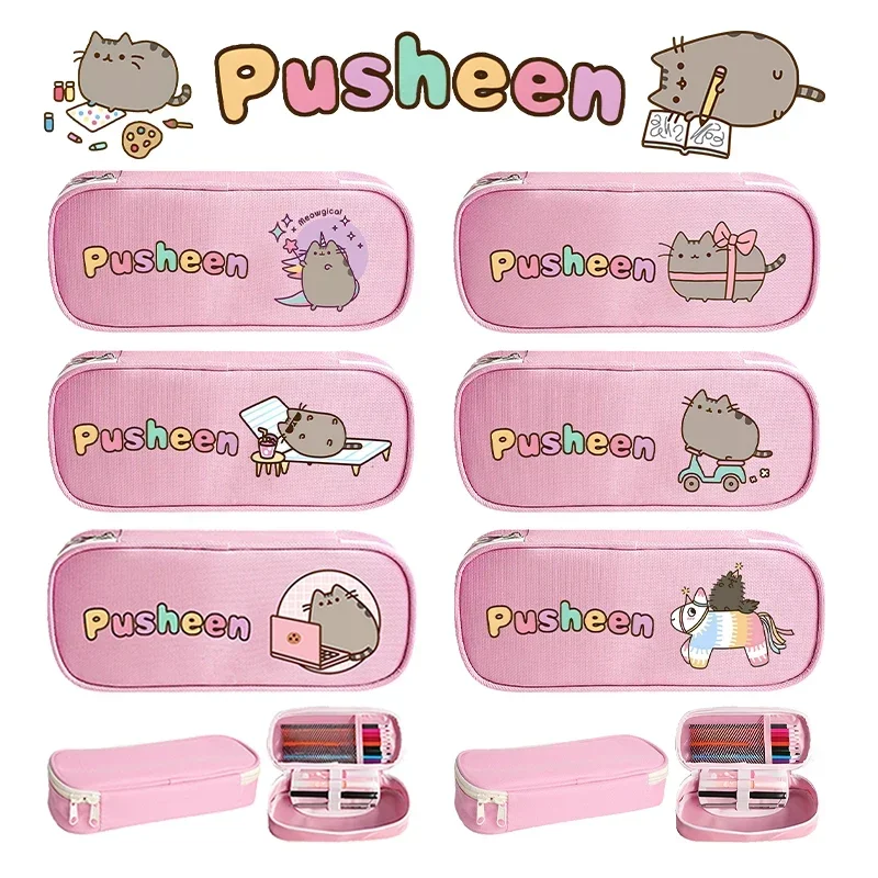 

Cute Cat Pusheens Girl Student School Pencil Case Anime Print Women Office Storage Zipper Stationery Portable PencilBag Kid Gift