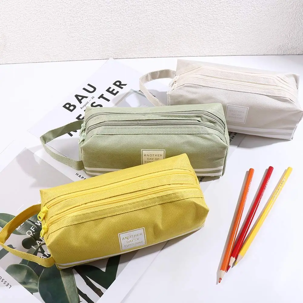 Student Handbag Storage bag High Capacity Candy color Big Pen Case Double layer Pen Bag Pencil Case