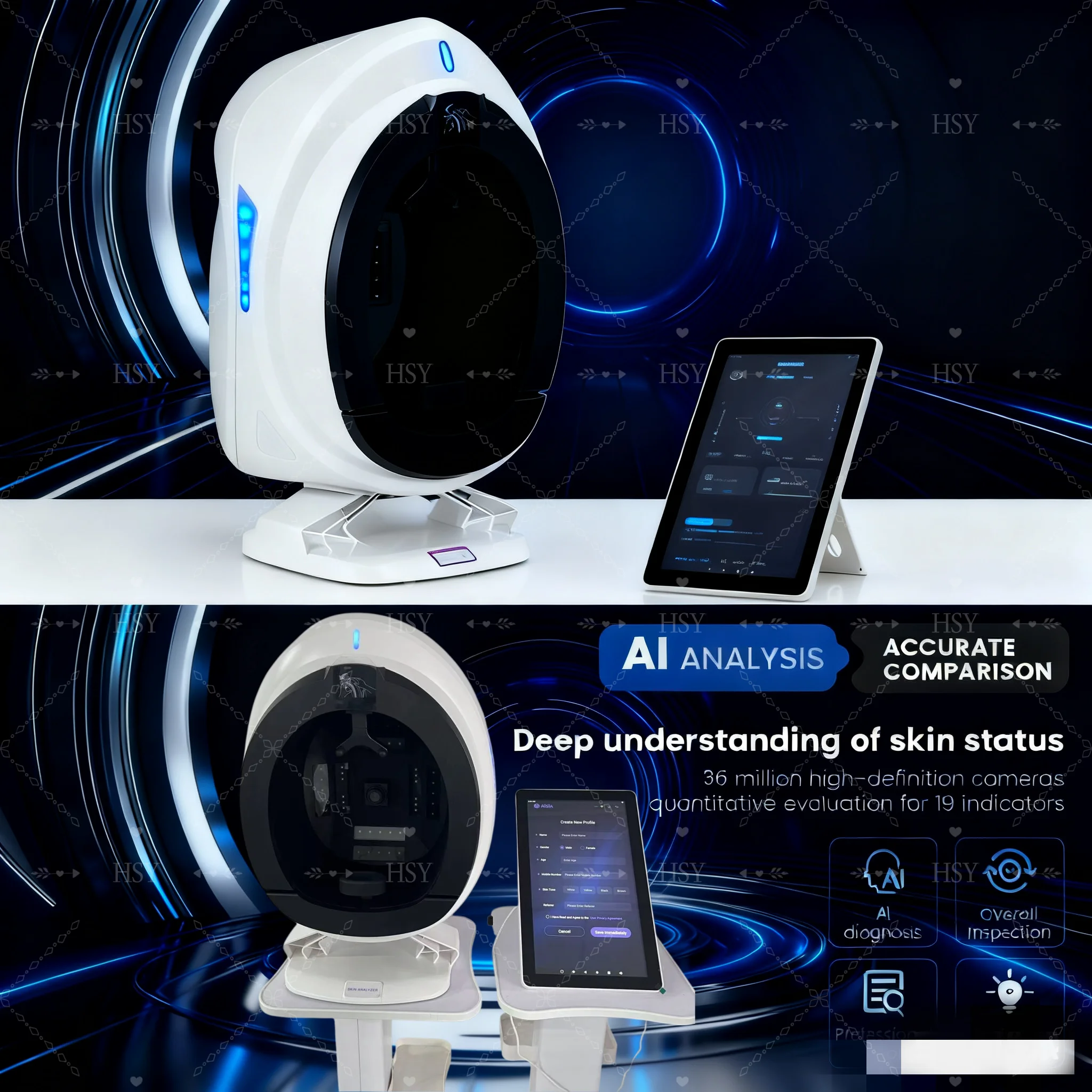 

AISIA Q1 Professional 3D AI Facial Skin Analyzer 9 Spectrum 36MP Beauty Salon Device with Deep Diagnosis Cloud Storage