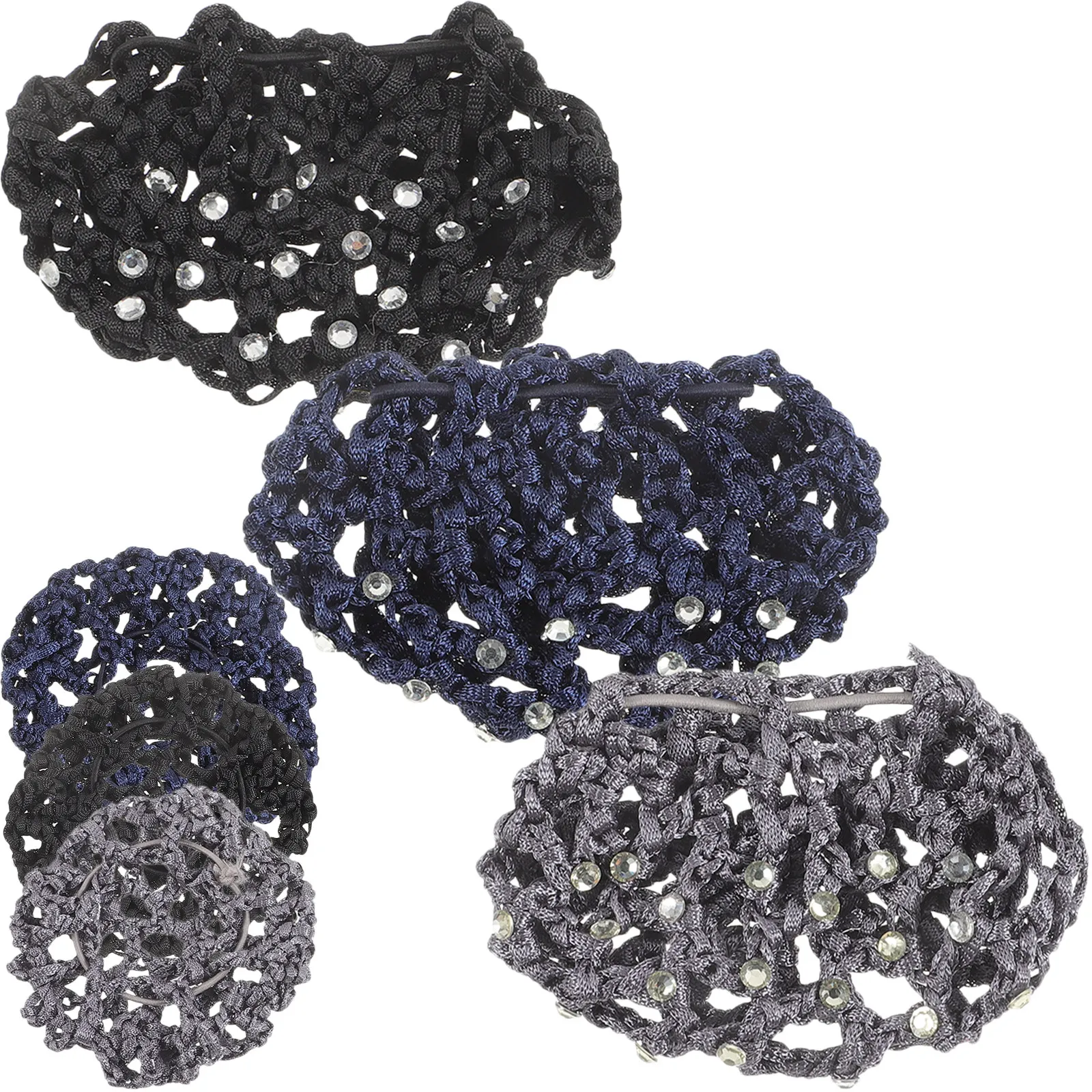 

6Pcs Hair Bun Net Elastic Rhinestone Cover Ballet Bridal Hairnet Women Hair Accessories Nurse Dancer Hairnets Hairnets for Women